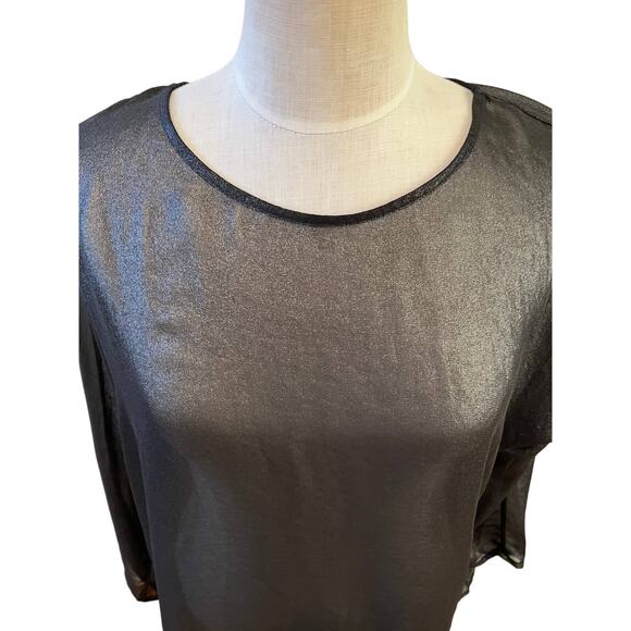 MNG Mango sheer black shimmer top M - Picture 2 of 6